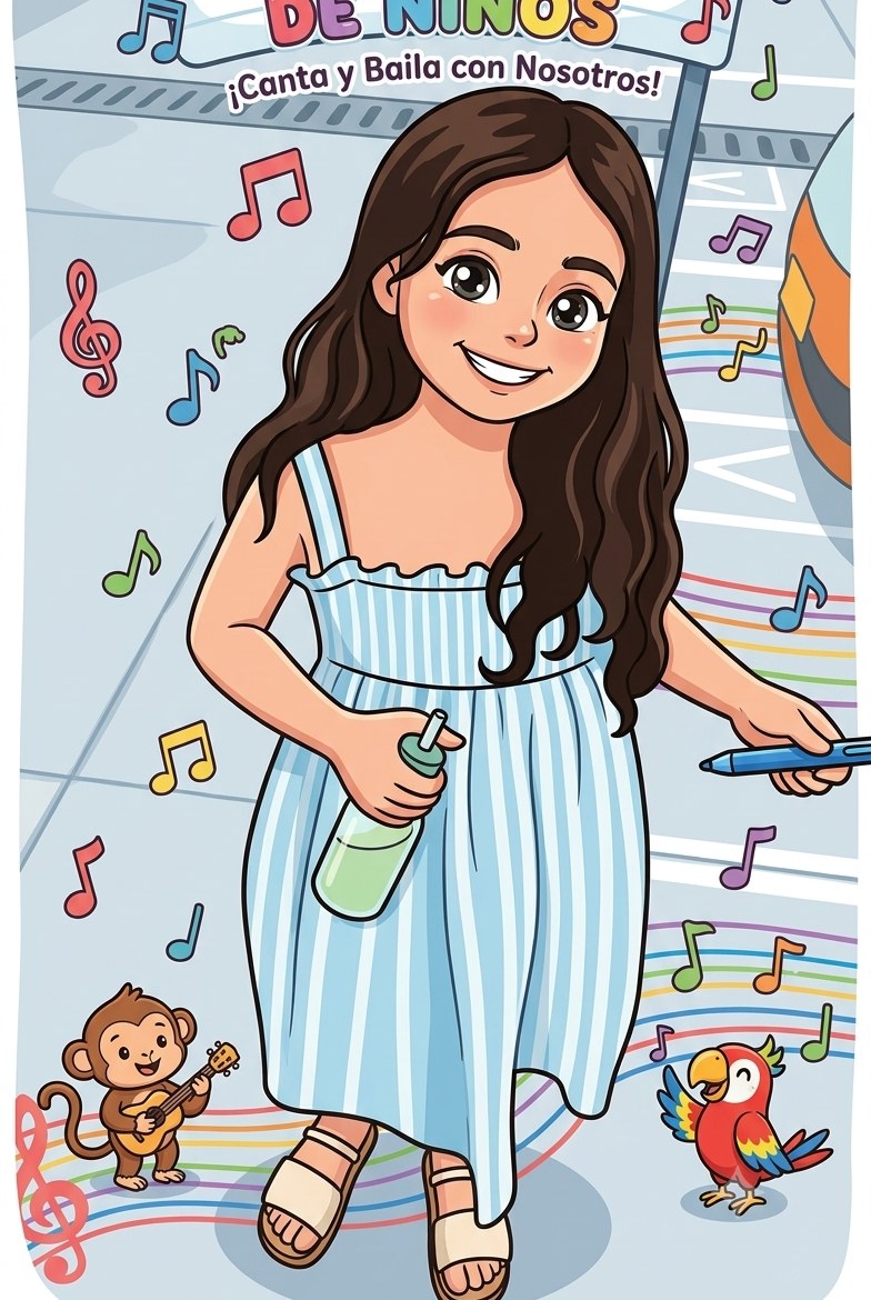 Ilustración de una niña disfrutando su canción